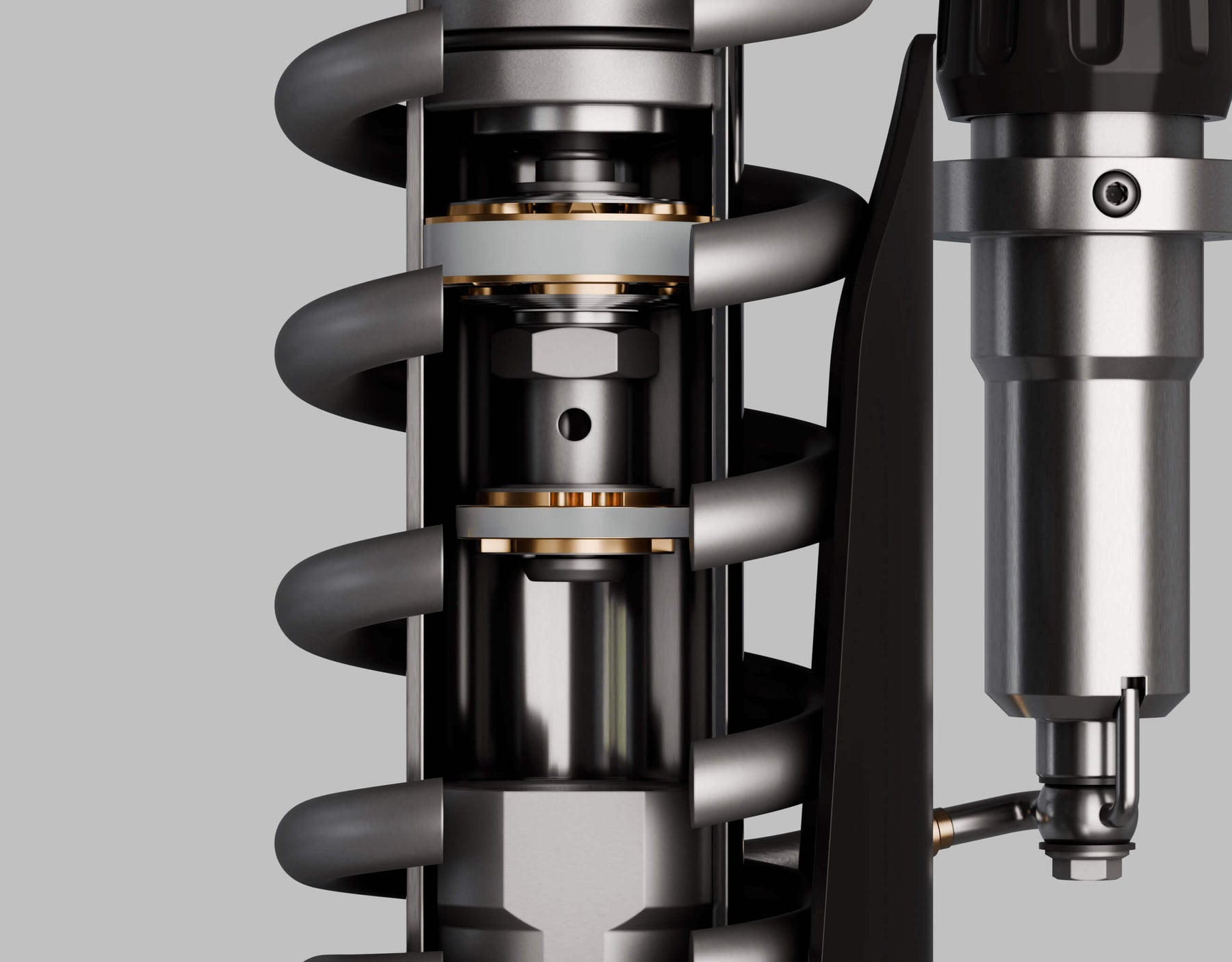 Cutaway render of Marzocchi's position sensitive/hydraulic bottom out feature in their shocks.